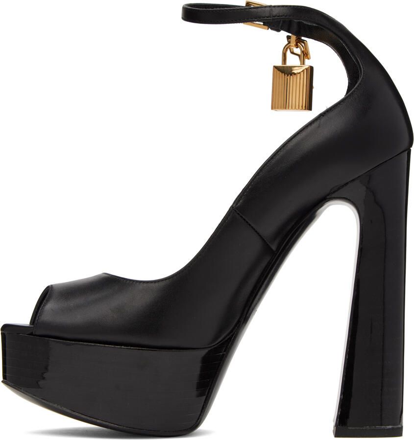 TOM FORD Black Peep Toe Platform Heeled Sandals