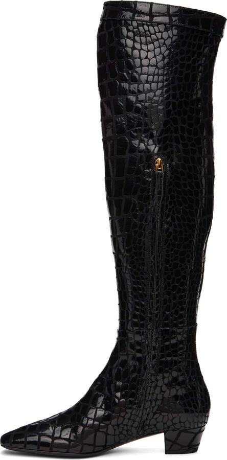 TOM FORD Black Printed Leather Boots