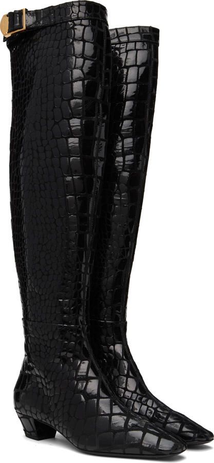 TOM FORD Black Printed Leather Boots - Picture 2
