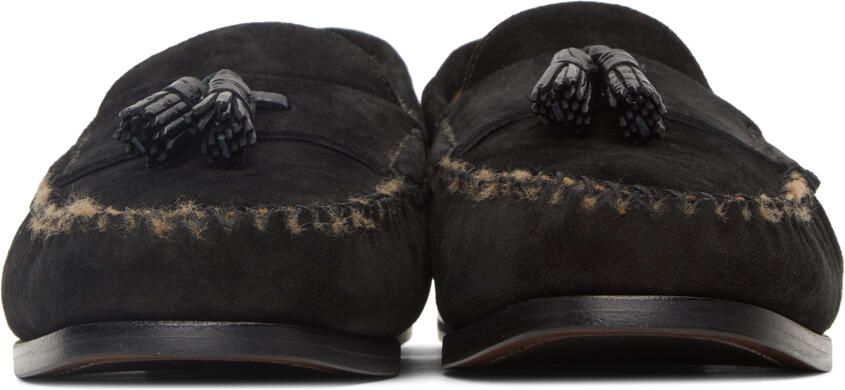 TOM FORD Black Suede & Shearling Berwick Loafers - Picture 3
