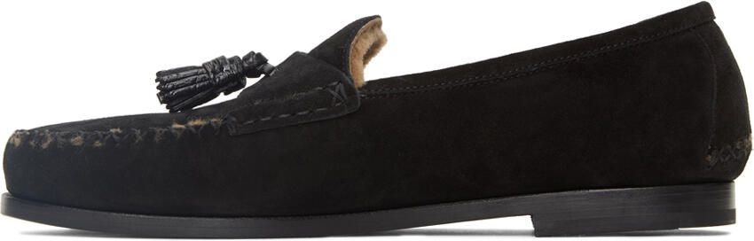 TOM FORD Black Suede & Shearling Berwick Loafers - Picture 4