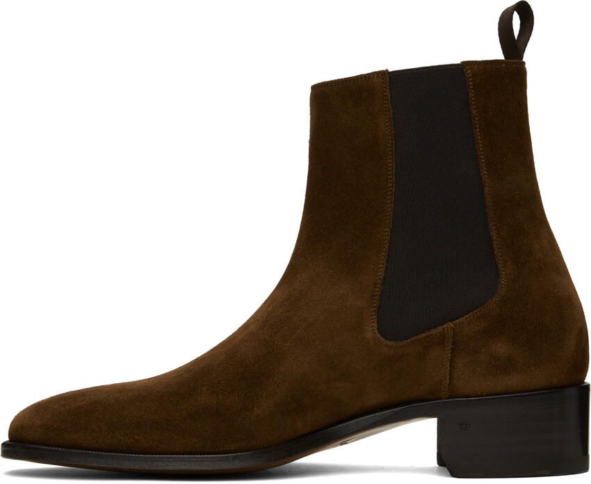 TOM FORD Brown Leather Chelsea Boots - Picture 2