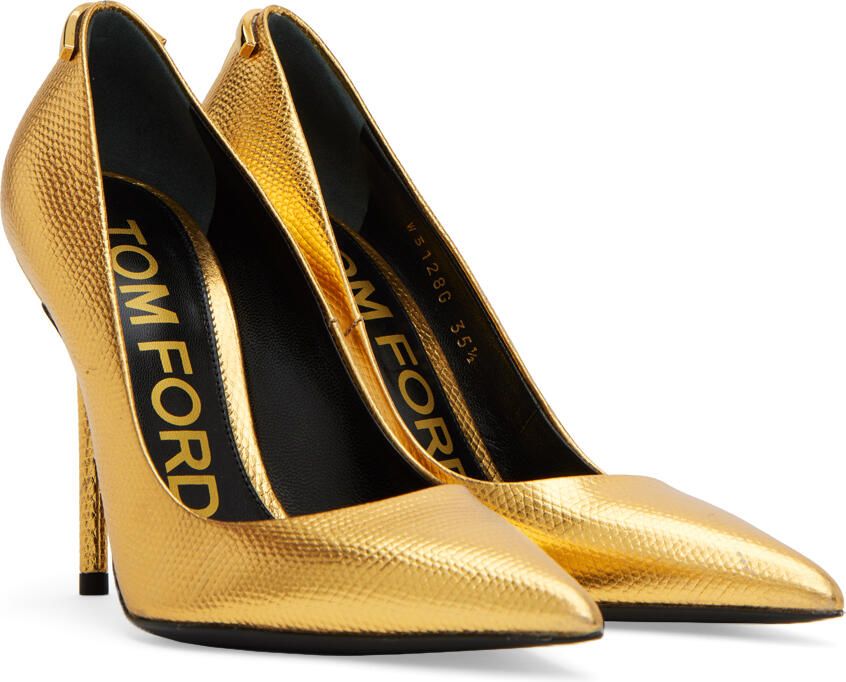 TOM FORD Gold Iconic T Pumps - Picture 2