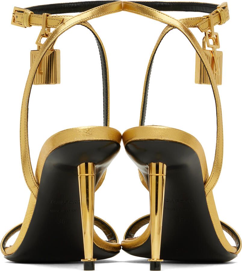 TOM FORD Gold Padlock Heeled Sandals