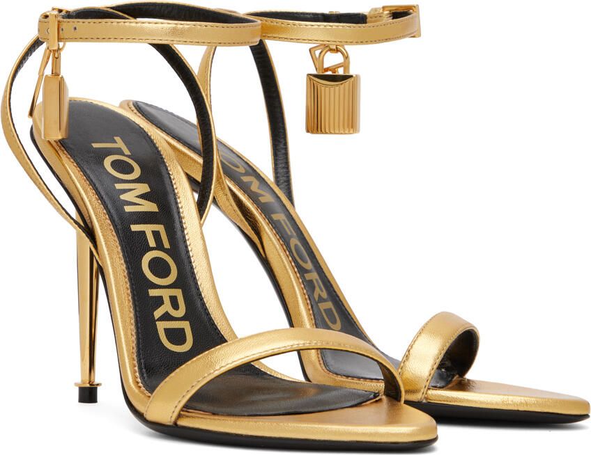 TOM FORD Taupe Padlock Pointed Naked Heeled Sandals - Picture 7