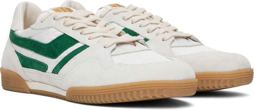 TOM FORD Green & White Jackson Sneakers - Picture 2