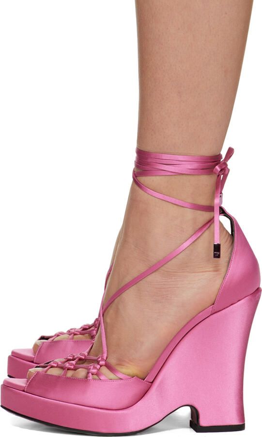 TOM FORD Green Ankle Wrap Heeled Sandals - Picture 3