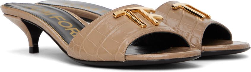 TOM FORD Taupe Stamped Heeled Sandals - Picture 3