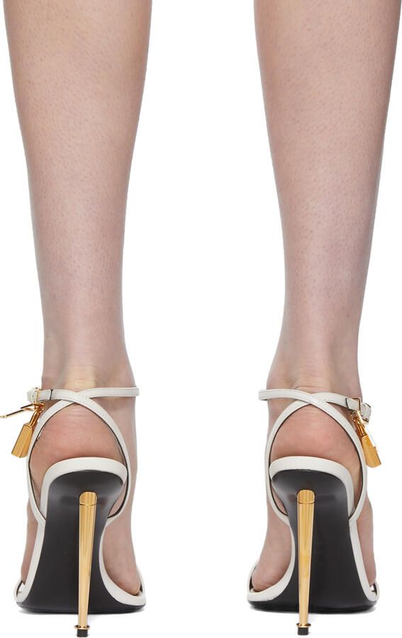 TOM FORD White Padlock 105 Heeled Sandals