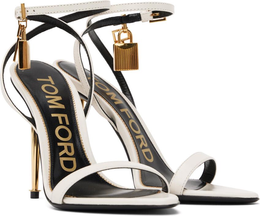 TOM FORD White Padlock Pointed Naked Heeled Sandals - Picture 5
