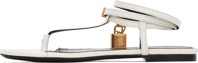 TOM FORD White Padlock Thong Sandals - Picture 3