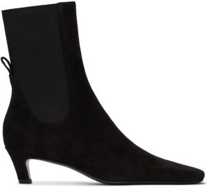 Totême Black Mid Heel Suede Boots