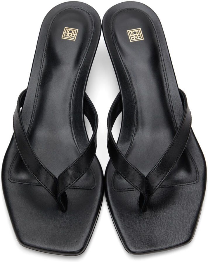 TOTEME Black Heeled Flip Flops