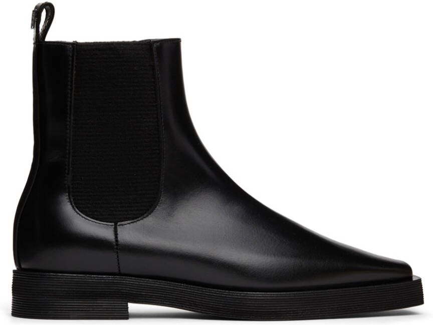Totême Black Leather Ankle Boots