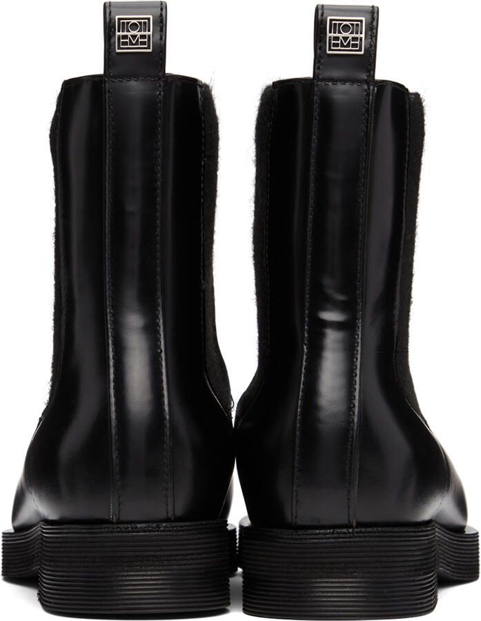 Totême Black Leather Ankle Boots