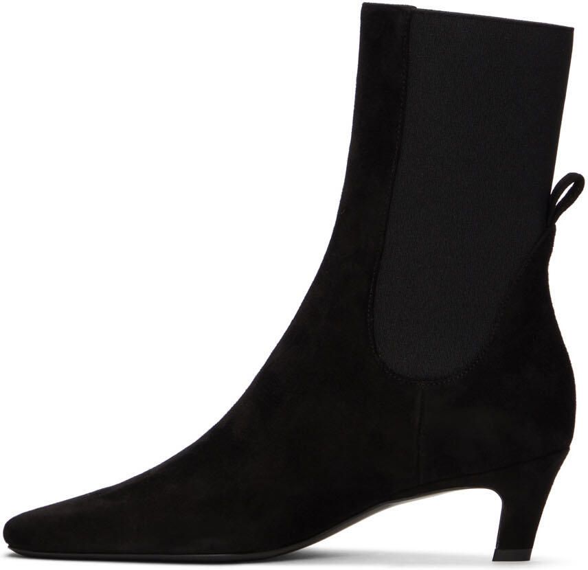 Totême Black Mid Heel Suede Boots