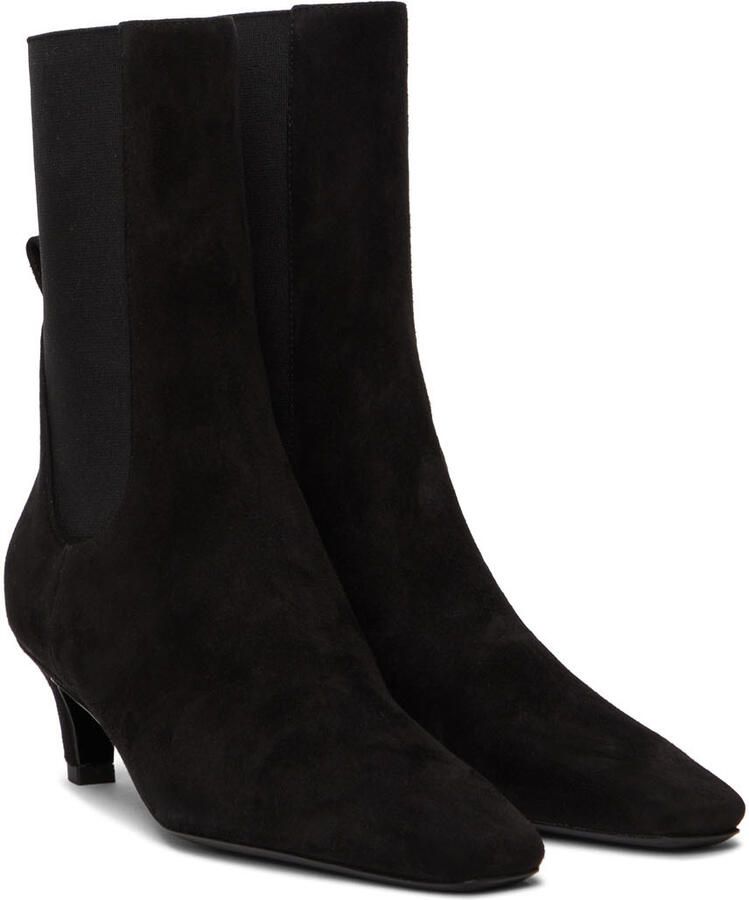 Totême Black Mid Heel Suede Boots - Picture 2