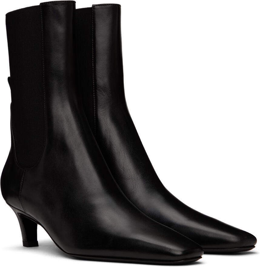 Totême Black Mid Heel Ankle Boots