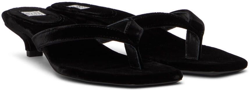 Totême Black Velvet Heeled Flip Flops - Picture 2