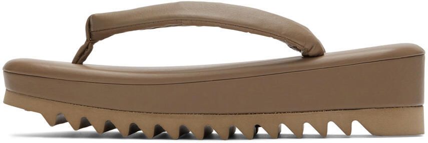 UNDERCOVER Beige Leather Flip Flops - Picture 3