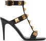 Valentino Garavani Black Calfskin Roman Stud 100 Heeled Sandals - Thumbnail 1