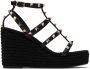 Valentino Garavani Black Rockstud Wedge Sandals - Thumbnail 1