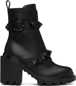 Valentino Garavani Black Roman Stud Ankle Boots