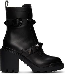 Valentino Garavani Black Roman Stud Ankle Boots