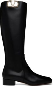 Valentino Garavani Black VLogo Tall Boots