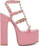 Valentino Garavani Pink Rockstud T-Strap Heeled Sandals - Thumbnail 1