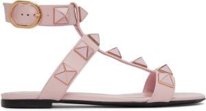 Valentino Garavani Pink Roman Stud Flat Sandals
