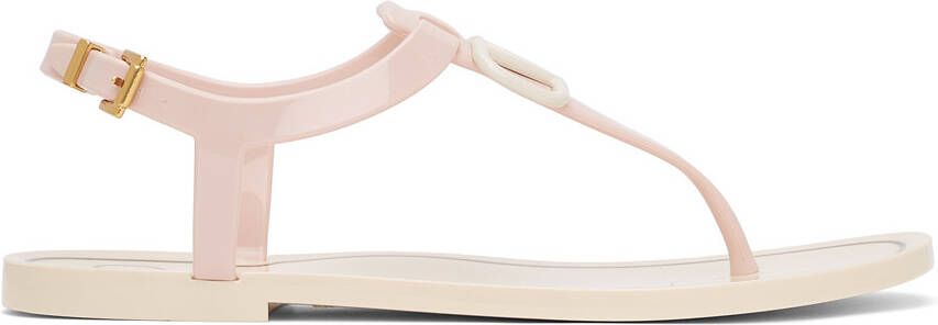 Valentino Garavani Pink Rubber VLogo Flat Sandals