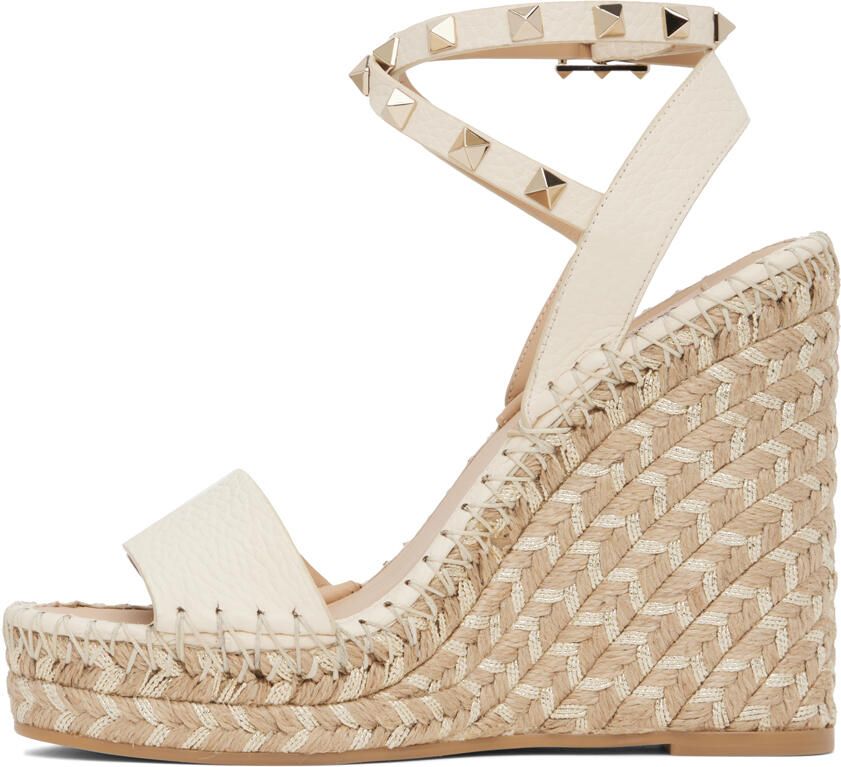 Valentino Garavani Beige Rockstud Heeled Sandals - Picture 3