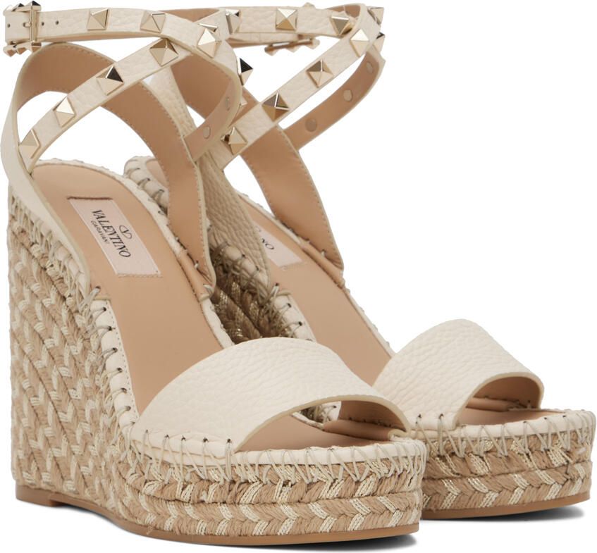 Valentino Garavani Beige Rockstud Heeled Sandals - Picture 2