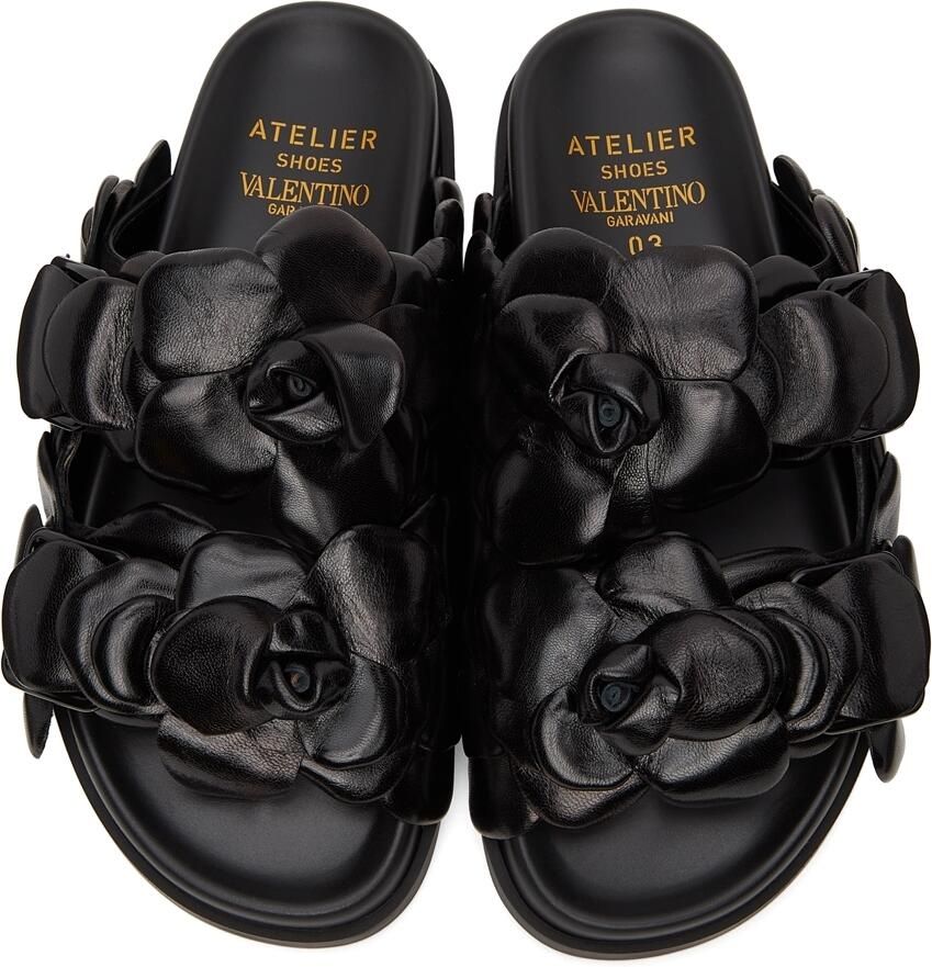 Valentino Garavani Black 03 Rose Edition Atelier Petal Sandals
