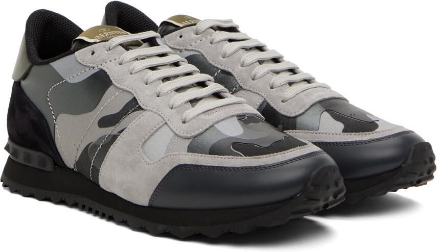 Valentino Garavani Black & Gray Rockrunner Sneakers - Picture 2