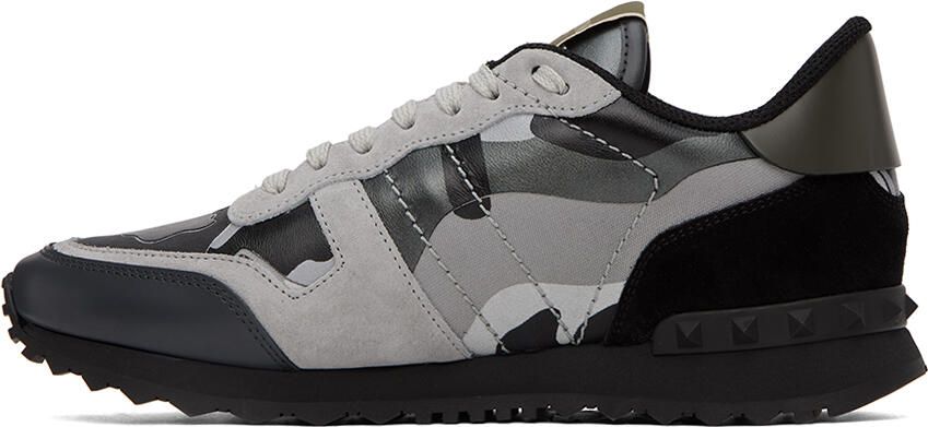 Valentino Garavani Black & Gray Rockrunner Sneakers - Picture 3
