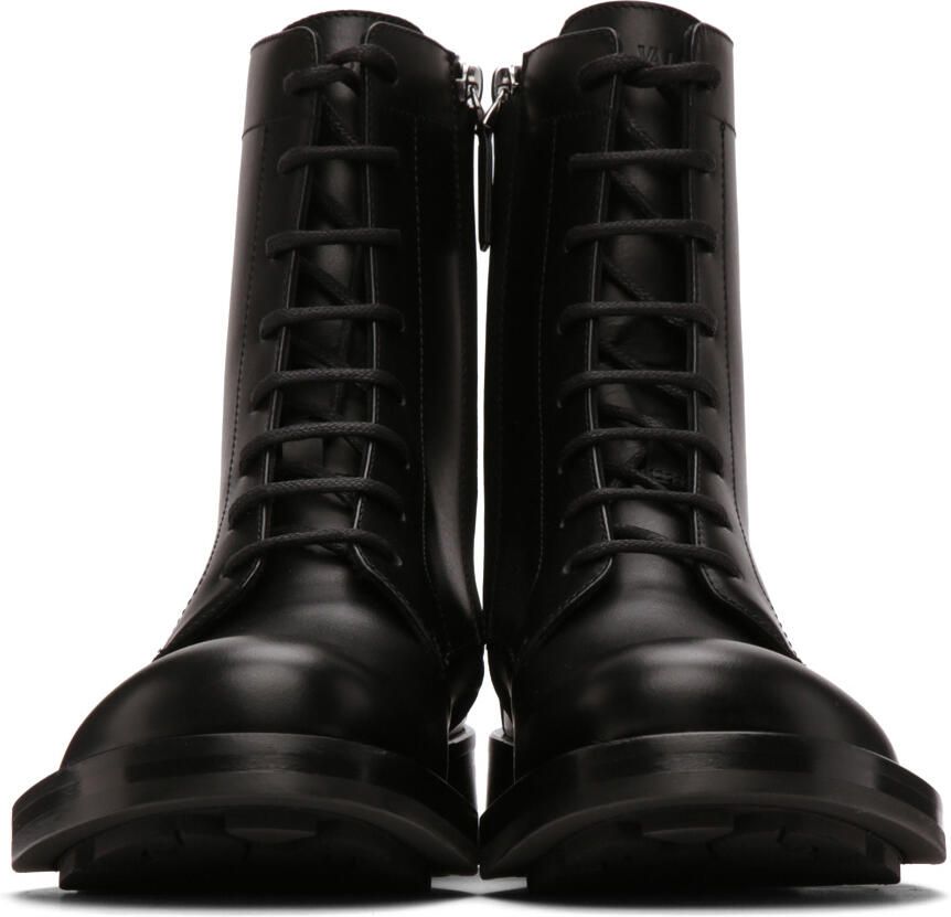 Valentino Garavani Black Calfskin Combat Boots
