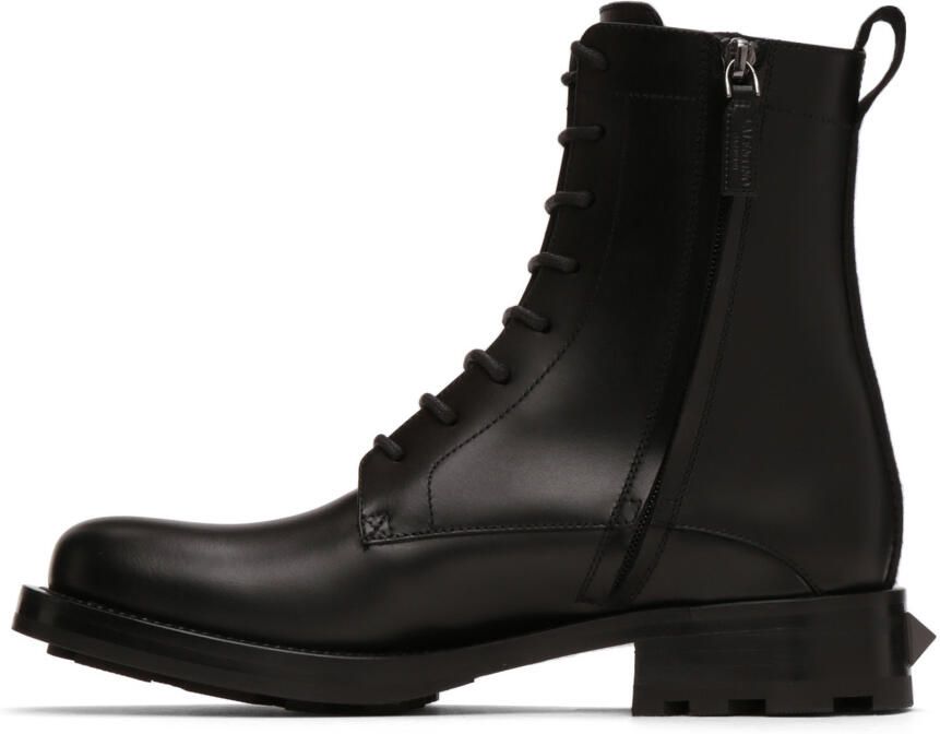 Valentino Garavani Black Calfskin Combat Boots - Picture 3