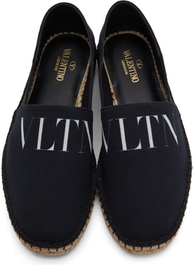 Valentino Garavani Black Canvas VLTN Espadrilles