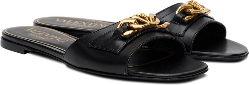 Valentino Garavani Black Chain Slides - Picture 2