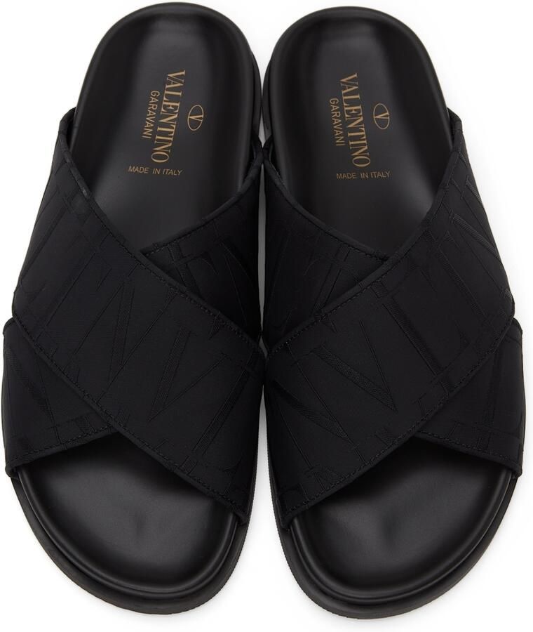 Valentino Garavani Black Jacquard 'VLTN' Sandals