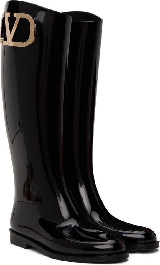Valentino Garavani Black Logo Boots - Picture 2
