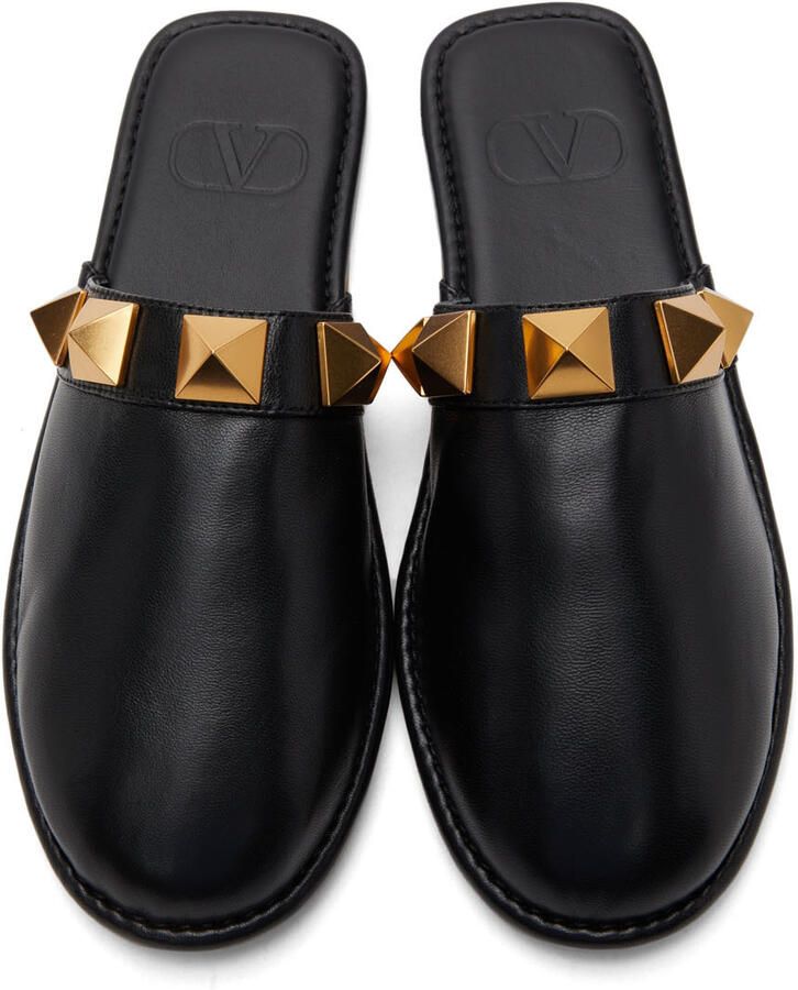 Valentino Garavani Black Nappa Stud Slippers