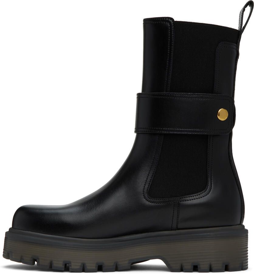 Valentino Garavani Black One Stud Beatle Ankle Boots