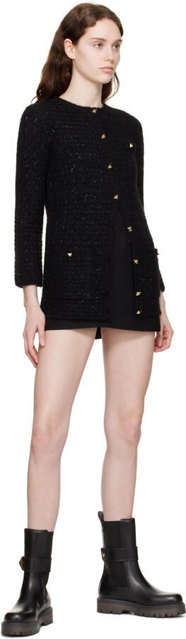 Valentino Garavani Black One Stud Beatle Ankle Boots - Picture 4