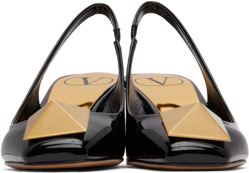 Valentino Garavani Black One Stud Slingback 60 Heels - Picture 3