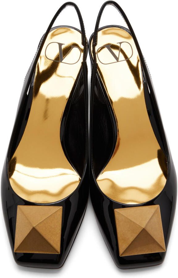 Valentino Garavani Black One Stud Slingback 60 Heels - Picture 2