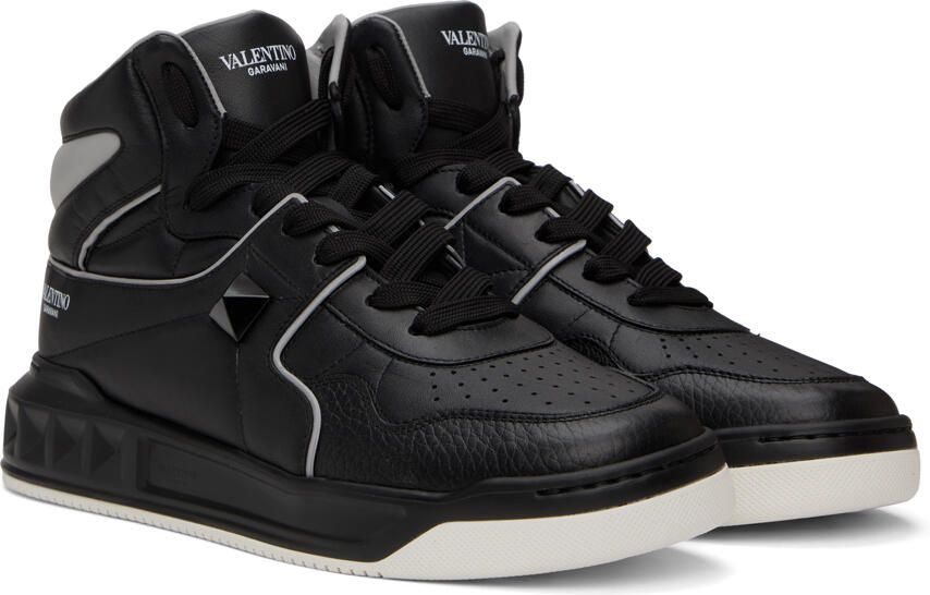 Valentino Garavani Black One Stud Sneakers - Picture 2