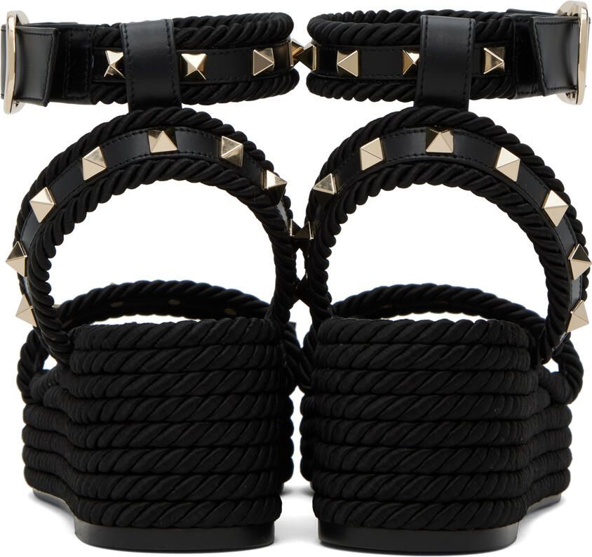 Valentino Garavani Black Rockstud 45 Heeled Sandals